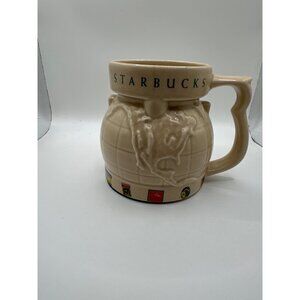 Starbucks 2002 Collectors Edition Earth Globe Mug Beige Ceramic 14 Oz